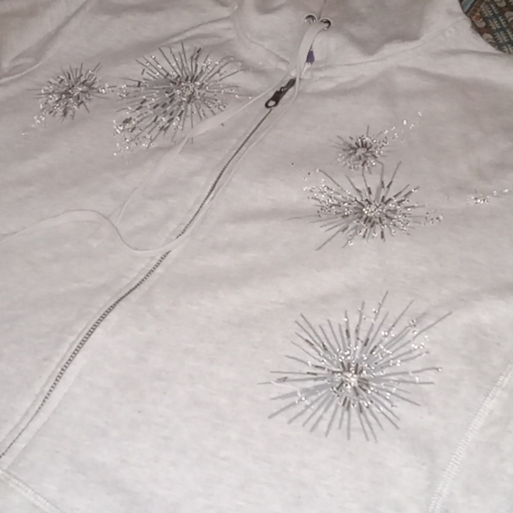 Beaded sparkly grey hoodie sz 18/20
